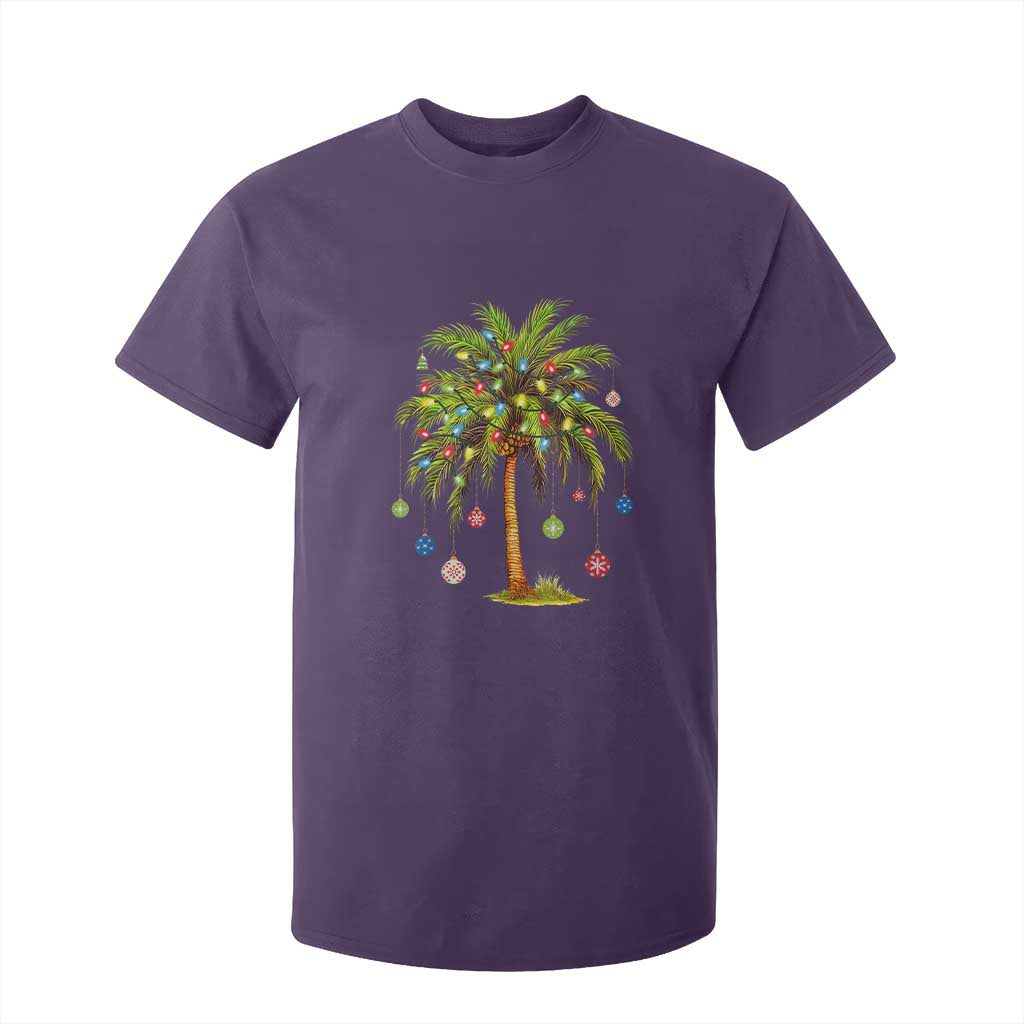 Christmas Palm Tree T Shirt For Kid Xmas Lights Tropical Hawaiian Holidays TS02 Purple Print Your Wear