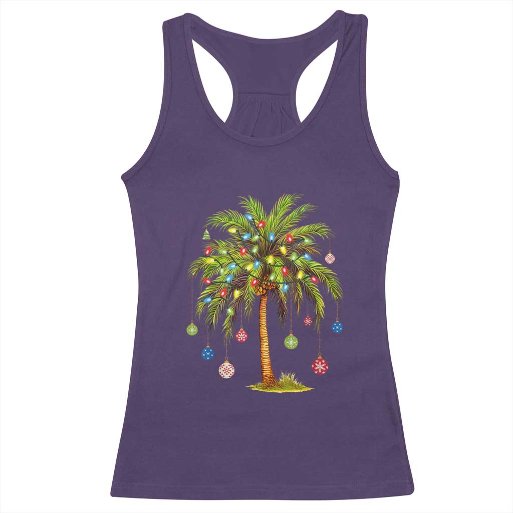 Christmas Palm Tree Racerback Tank Top Xmas Lights Tropical Hawaiian Holidays TS02 Purple Print Your Wear