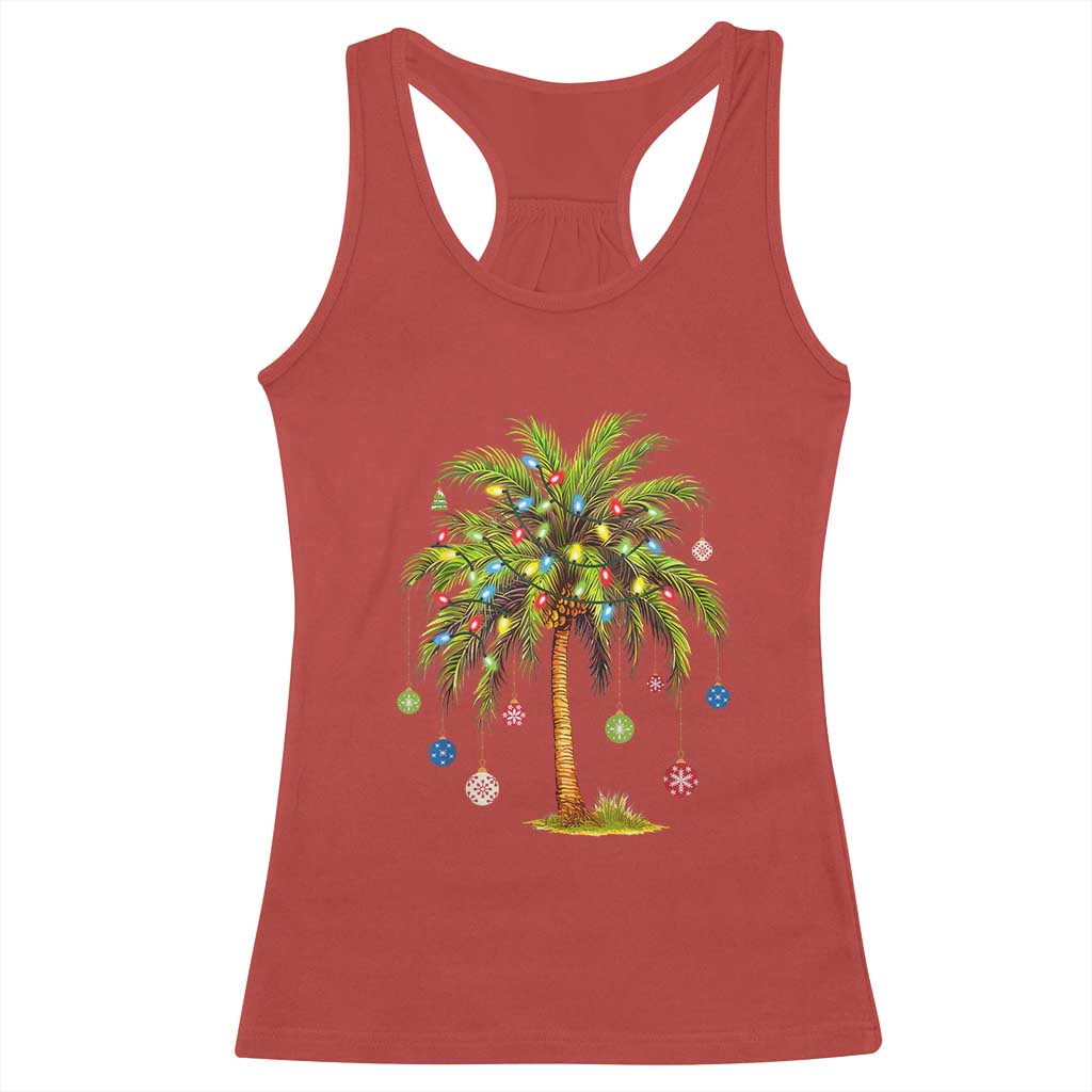 Christmas Palm Tree Racerback Tank Top Xmas Lights Tropical Hawaiian Holidays TS02 Red Print Your Wear