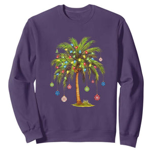 Christmas Palm Tree Sweatshirt Xmas Lights Tropical Hawaiian Holidays TS02 Purple Print Your Wear