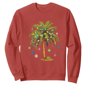 Christmas Palm Tree Sweatshirt Xmas Lights Tropical Hawaiian Holidays TS02 Red Print Your Wear