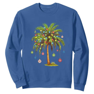 Christmas Palm Tree Sweatshirt Xmas Lights Tropical Hawaiian Holidays TS02 Royal Blue Print Your Wear