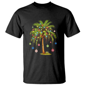 Christmas Palm Tree T Shirt Xmas Lights Tropical Hawaiian Holidays TS02 Black Print Your Wear