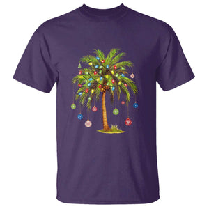 Christmas Palm Tree T Shirt Xmas Lights Tropical Hawaiian Holidays TS02 Purple Print Your Wear