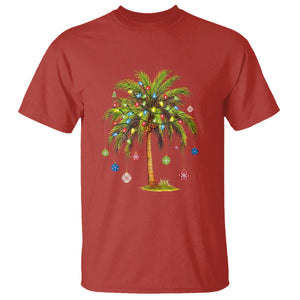 Christmas Palm Tree T Shirt Xmas Lights Tropical Hawaiian Holidays TS02 Red Print Your Wear