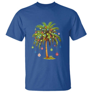 Christmas Palm Tree T Shirt Xmas Lights Tropical Hawaiian Holidays TS02 Royal Blue Print Your Wear