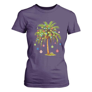 Christmas Palm Tree T Shirt For Women Xmas Lights Tropical Hawaiian Holidays TS02 Purple Print Your Wear