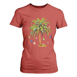 Christmas Palm Tree T Shirt For Women Xmas Lights Tropical Hawaiian Holidays TS02 Red Print Your Wear