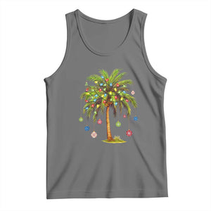Christmas Palm Tree Tank Top Xmas Lights Tropical Hawaiian Holidays TS02 Black Heather Print Your Wear