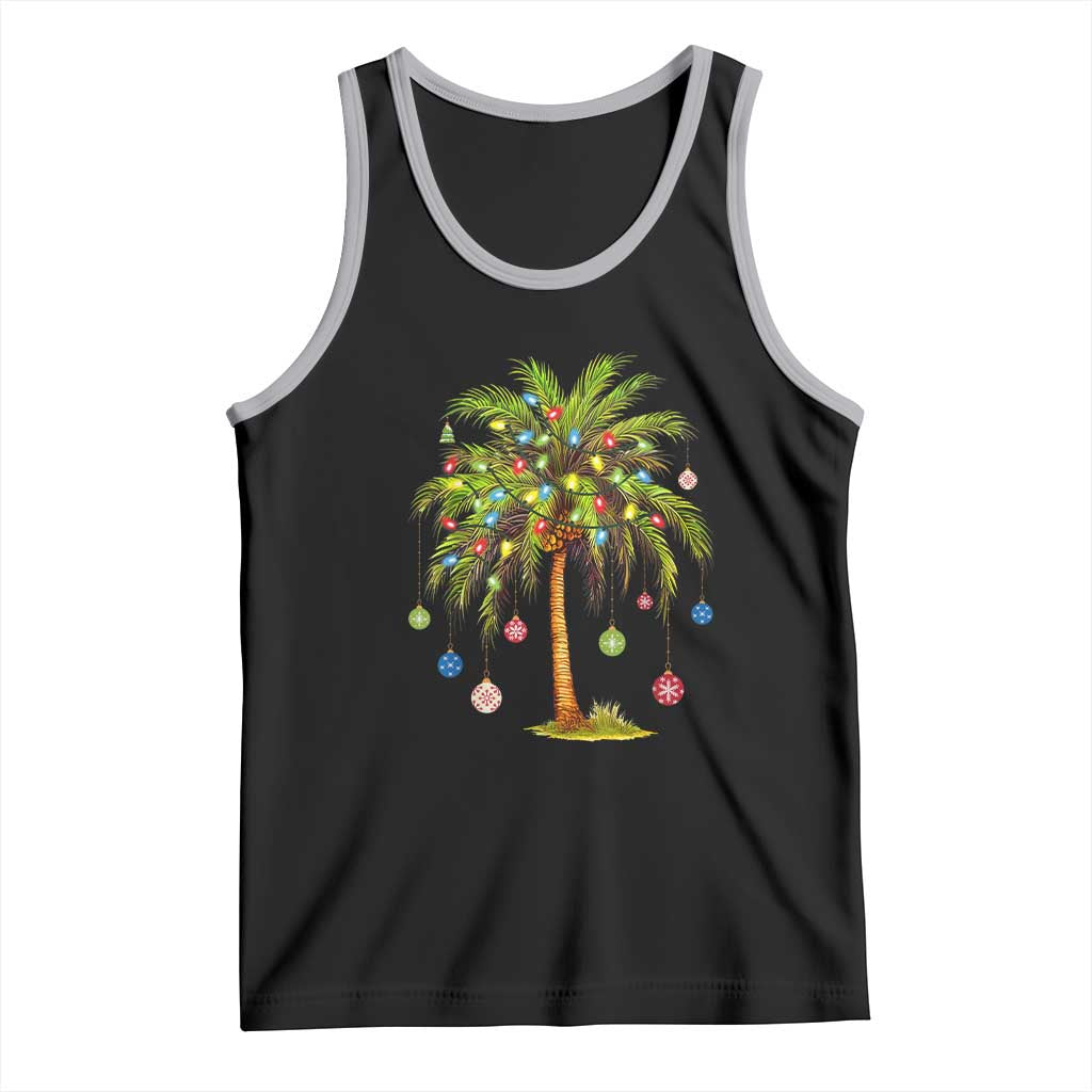 Christmas Palm Tree Tank Top Xmas Lights Tropical Hawaiian Holidays TS02 Black Athletic Heather Print Your Wear