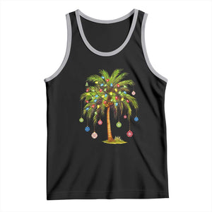 Christmas Palm Tree Tank Top Xmas Lights Tropical Hawaiian Holidays TS02 Black Athletic Heather Print Your Wear