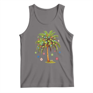 Christmas Palm Tree Tank Top Xmas Lights Tropical Hawaiian Holidays TS02 Deep Heather Print Your Wear