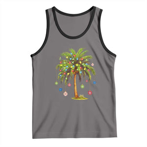 Christmas Palm Tree Tank Top Xmas Lights Tropical Hawaiian Holidays TS02 Deep Heather Black Print Your Wear