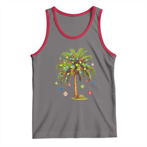 Christmas Palm Tree Tank Top Xmas Lights Tropical Hawaiian Holidays TS02 Deep Heather Red Print Your Wear