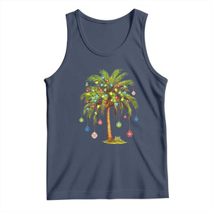 Christmas Palm Tree Tank Top Xmas Lights Tropical Hawaiian Holidays TS02 Navy Print Your Wear