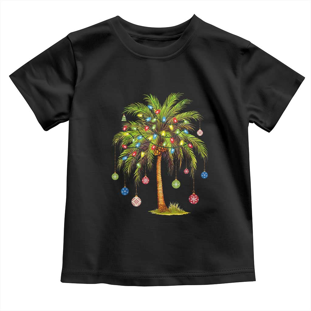 Christmas Palm Tree Toddler T Shirt Xmas Lights Tropical Hawaiian Holidays TS02 Black Print Your Wear