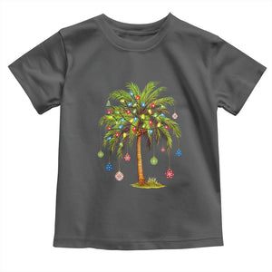 Christmas Palm Tree Toddler T Shirt Xmas Lights Tropical Hawaiian Holidays TS02 Dark Heather Print Your Wear
