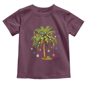Christmas Palm Tree Toddler T Shirt Xmas Lights Tropical Hawaiian Holidays TS02 Maroon Print Your Wear