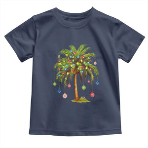 Christmas Palm Tree Toddler T Shirt Xmas Lights Tropical Hawaiian Holidays TS02 Navy Print Your Wear