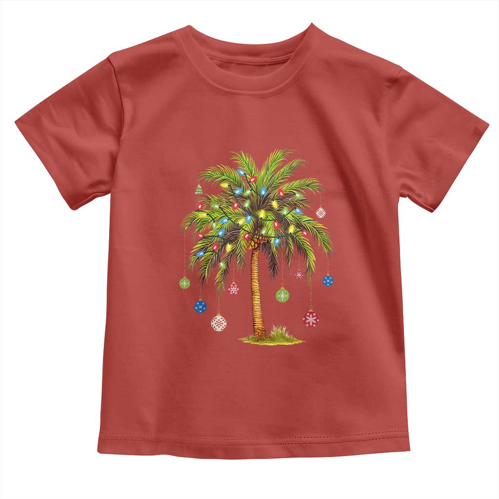 Christmas Palm Tree Toddler T Shirt Xmas Lights Tropical Hawaiian Holidays TS02 Red Print Your Wear