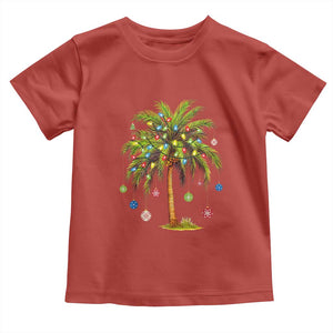 Christmas Palm Tree Toddler T Shirt Xmas Lights Tropical Hawaiian Holidays TS02 Red Print Your Wear