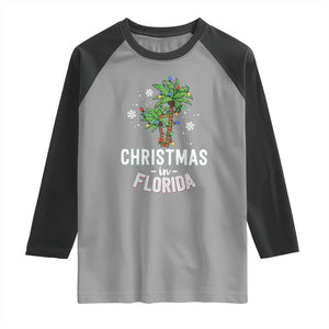 Christmas In Florida Raglan Shirt Deck The Palm Trees Xmas Matching Family Vacation TS02 Sport Gray Black Print Your Wear