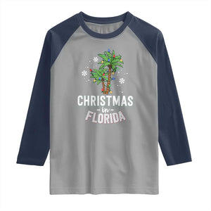Christmas In Florida Raglan Shirt Deck The Palm Trees Xmas Matching Family Vacation TS02 Sport Gray Navy Print Your Wear
