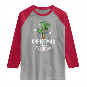 Christmas In Florida Raglan Shirt Deck The Palm Trees Xmas Matching Family Vacation TS02 Sport Gray Red Print Your Wear