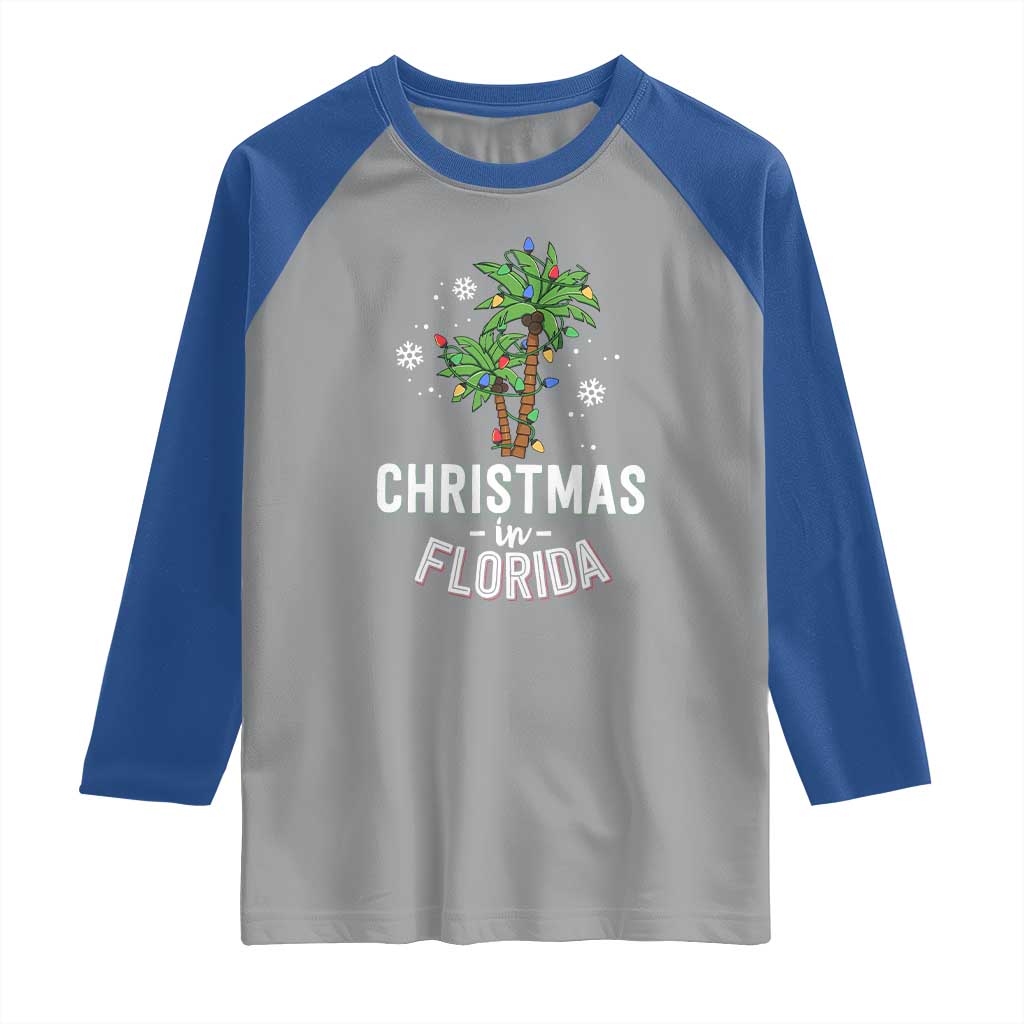 Christmas In Florida Raglan Shirt Deck The Palm Trees Xmas Matching Family Vacation TS02 Sport Gray Royal Print Your Wear