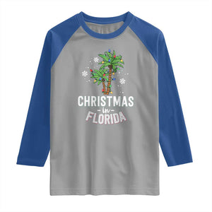 Christmas In Florida Raglan Shirt Deck The Palm Trees Xmas Matching Family Vacation TS02 Sport Gray Royal Print Your Wear