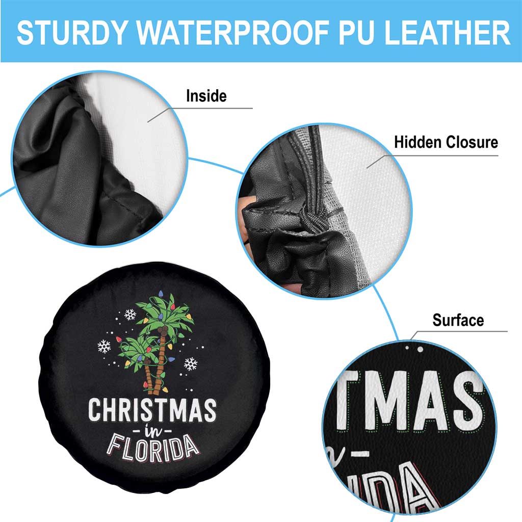 Christmas In Florida Spare Tire Cover Deck The Palm Trees Xmas Matching Family Vacation TS02 Print Your Wear