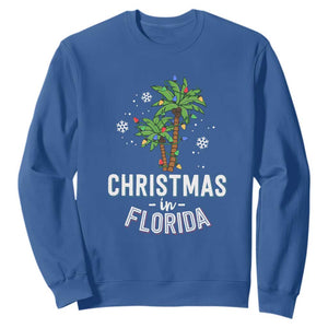 Christmas In Florida Sweatshirt Deck The Palm Trees Xmas Matching Family Vacation TS02 Royal Blue Print Your Wear