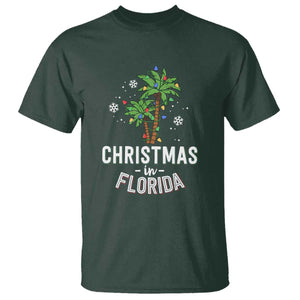 Christmas In Florida T Shirt Deck The Palm Trees Xmas Matching Family Vacation TS02 Dark Forest Green Print Your Wear
