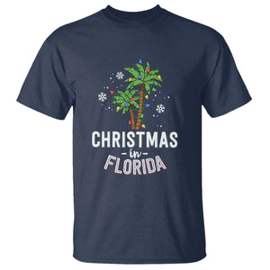 Christmas In Florida T Shirt Deck The Palm Trees Xmas Matching Family Vacation TS02 Navy Print Your Wear