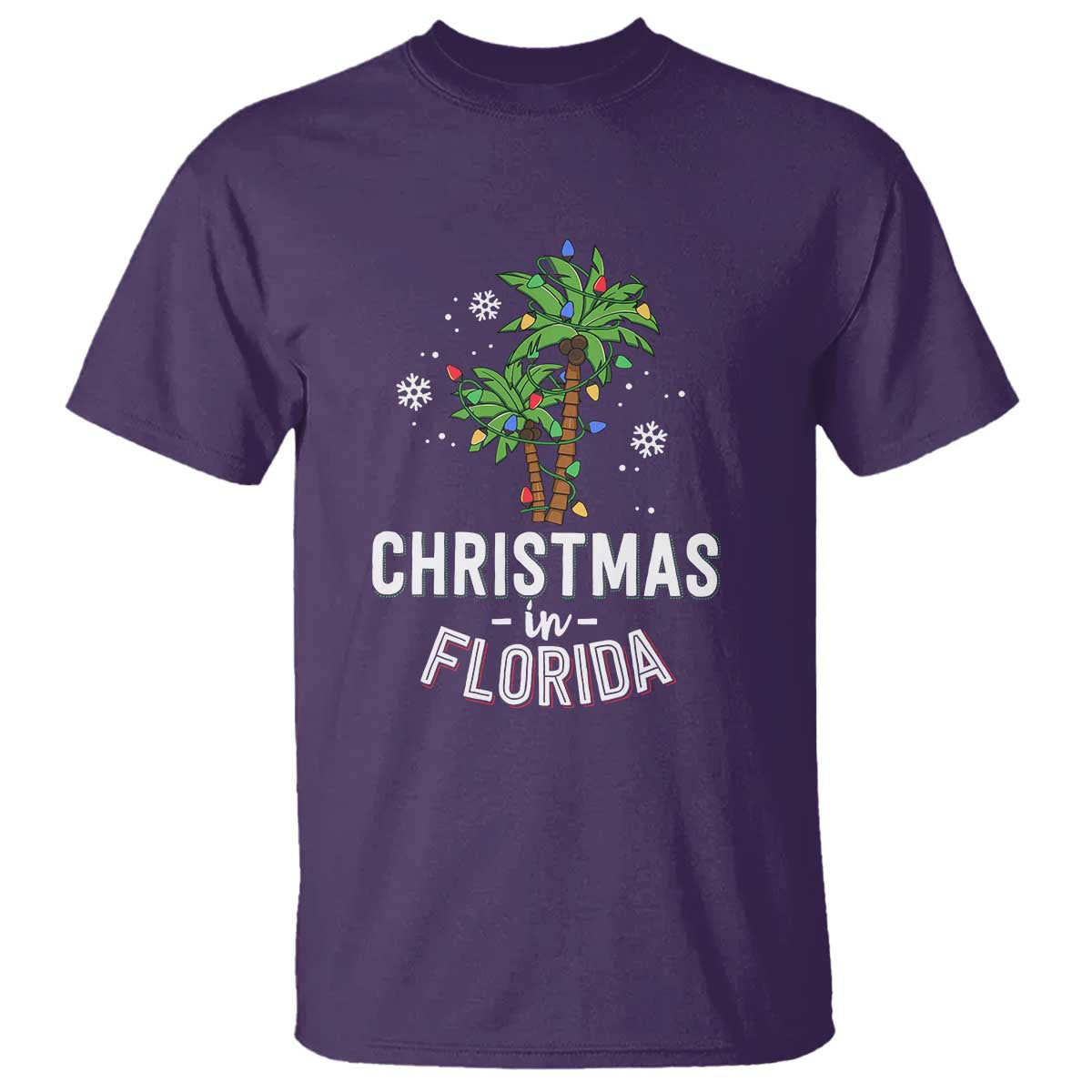 Christmas In Florida T Shirt Deck The Palm Trees Xmas Matching Family Vacation TS02 Purple Print Your Wear