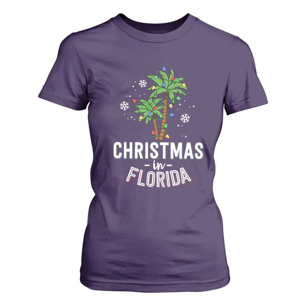 Christmas In Florida T Shirt For Women Deck The Palm Trees Xmas Matching Family Vacation TS02 Purple Print Your Wear
