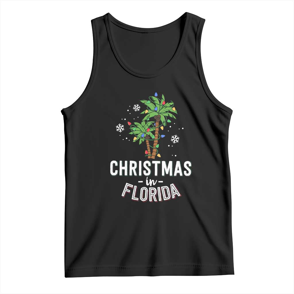 Christmas In Florida Tank Top Deck The Palm Trees Xmas Matching Family Vacation TS02 Black Print Your Wear