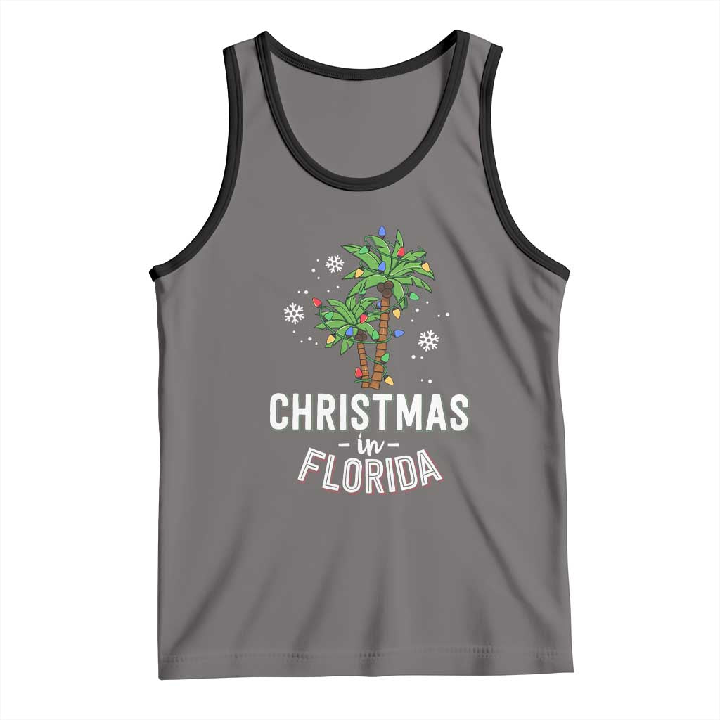 Christmas In Florida Tank Top Deck The Palm Trees Xmas Matching Family Vacation TS02 Deep Heather Black Print Your Wear