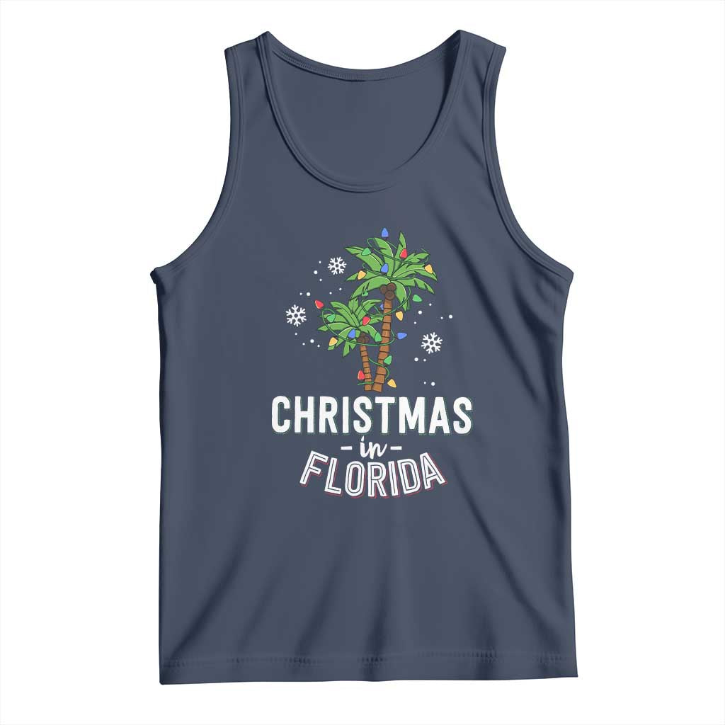Christmas In Florida Tank Top Deck The Palm Trees Xmas Matching Family Vacation TS02 Navy Print Your Wear