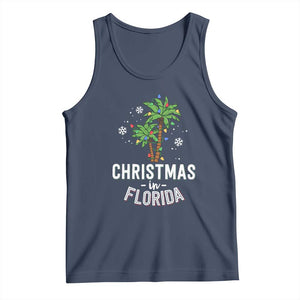 Christmas In Florida Tank Top Deck The Palm Trees Xmas Matching Family Vacation TS02 Navy Print Your Wear