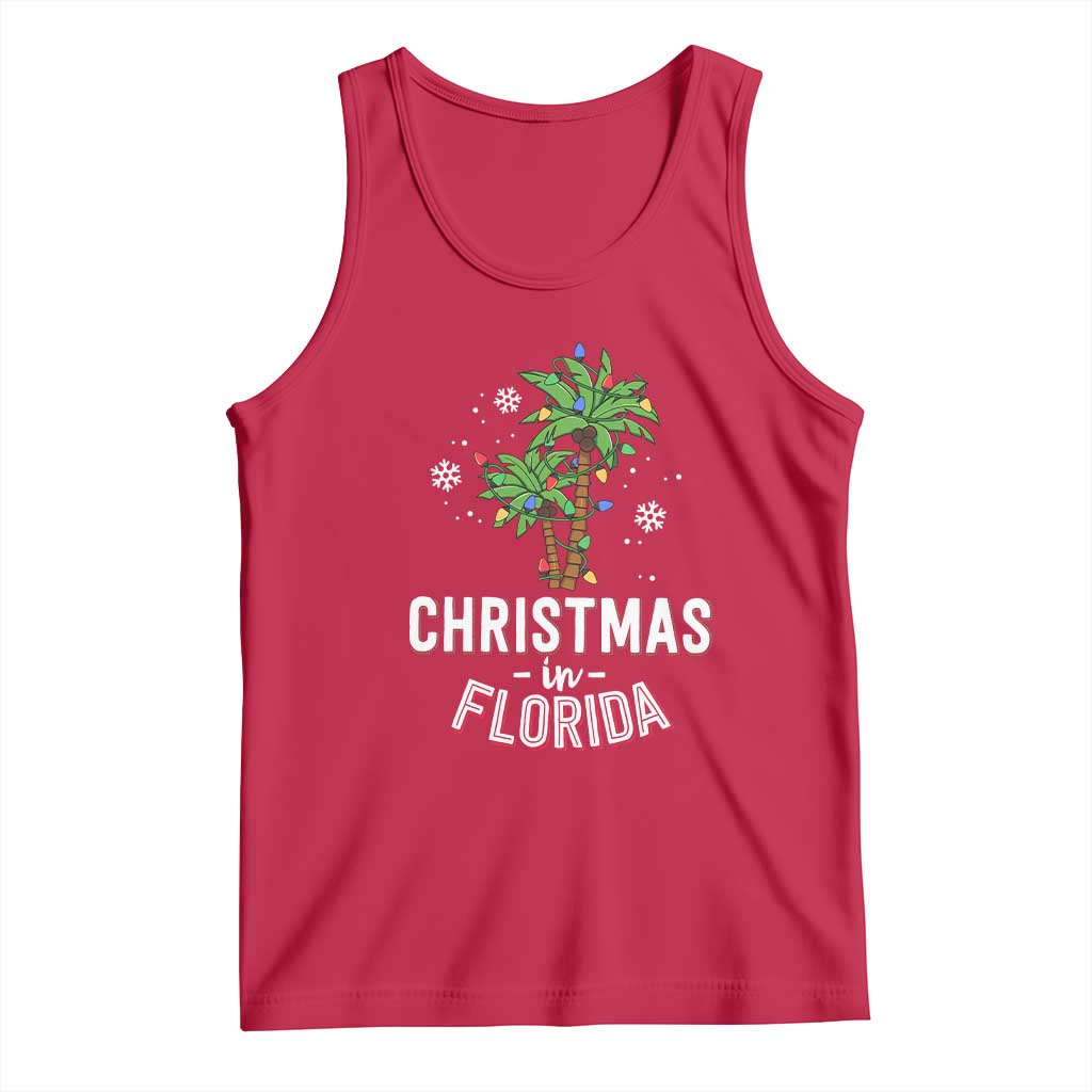 Christmas In Florida Tank Top Deck The Palm Trees Xmas Matching Family Vacation TS02 Red Print Your Wear