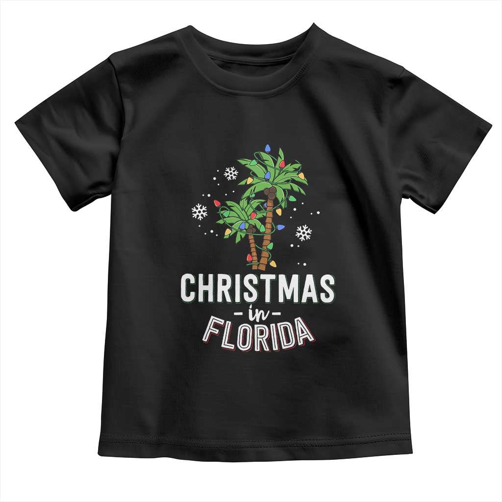 Christmas In Florida Toddler T Shirt Deck The Palm Trees Xmas Matching Family Vacation TS02 Black Print Your Wear