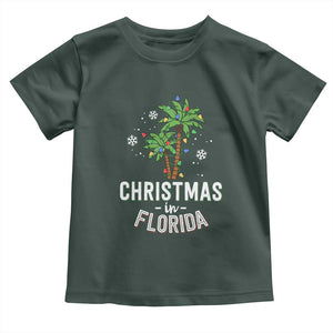 Christmas In Florida Toddler T Shirt Deck The Palm Trees Xmas Matching Family Vacation TS02 Dark Forest Green Print Your Wear