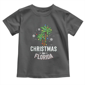 Christmas In Florida Toddler T Shirt Deck The Palm Trees Xmas Matching Family Vacation TS02 Dark Heather Print Your Wear