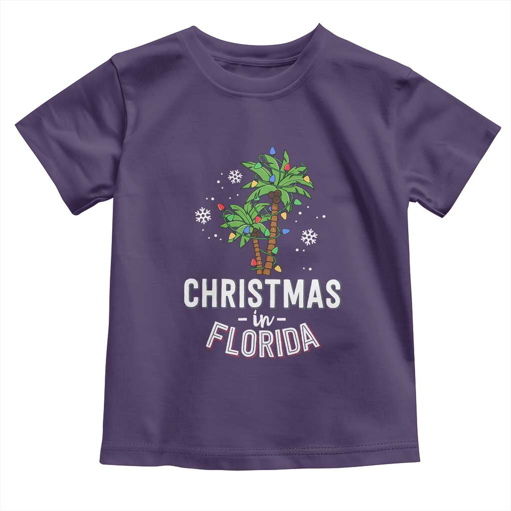 Christmas In Florida Toddler T Shirt Deck The Palm Trees Xmas Matching Family Vacation TS02 Purple Print Your Wear