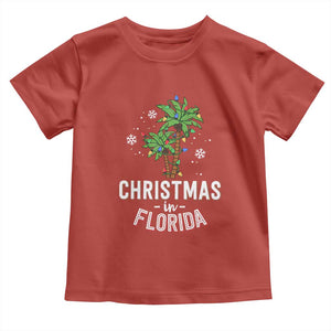 Christmas In Florida Toddler T Shirt Deck The Palm Trees Xmas Matching Family Vacation TS02 Red Print Your Wear