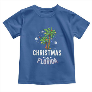 Christmas In Florida Toddler T Shirt Deck The Palm Trees Xmas Matching Family Vacation TS02 Royal Blue Print Your Wear
