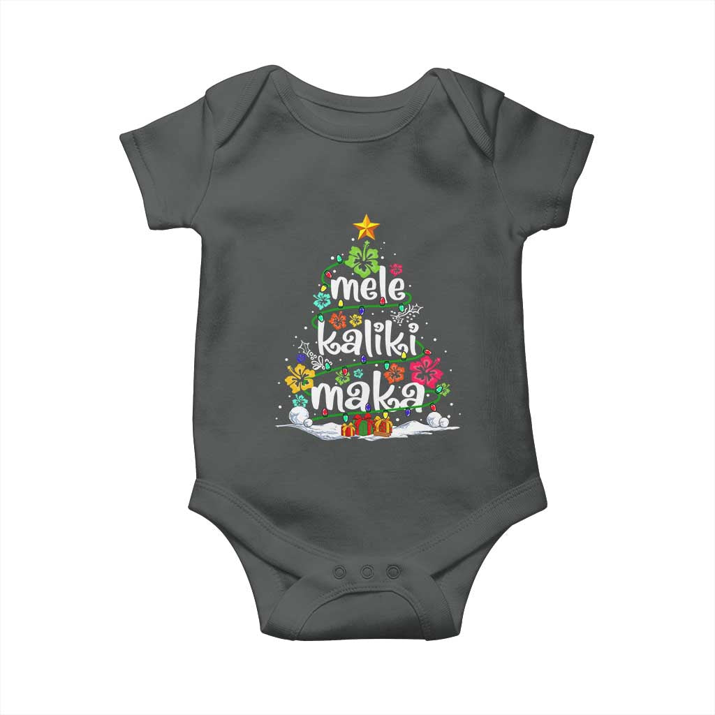 Tropical Hawaiian Christmas Baby Onesie Mele Kalikimaka Palm Tree Xmas in Hawaii TS02 Dark Heather Print Your Wear