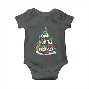 Tropical Hawaiian Christmas Baby Onesie Mele Kalikimaka Palm Tree Xmas in Hawaii TS02 Dark Heather Print Your Wear