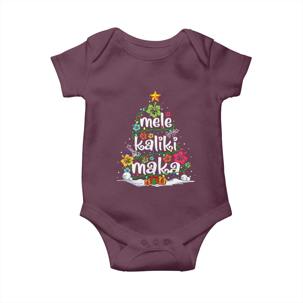 Tropical Hawaiian Christmas Baby Onesie Mele Kalikimaka Palm Tree Xmas in Hawaii TS02 Maroon Print Your Wear